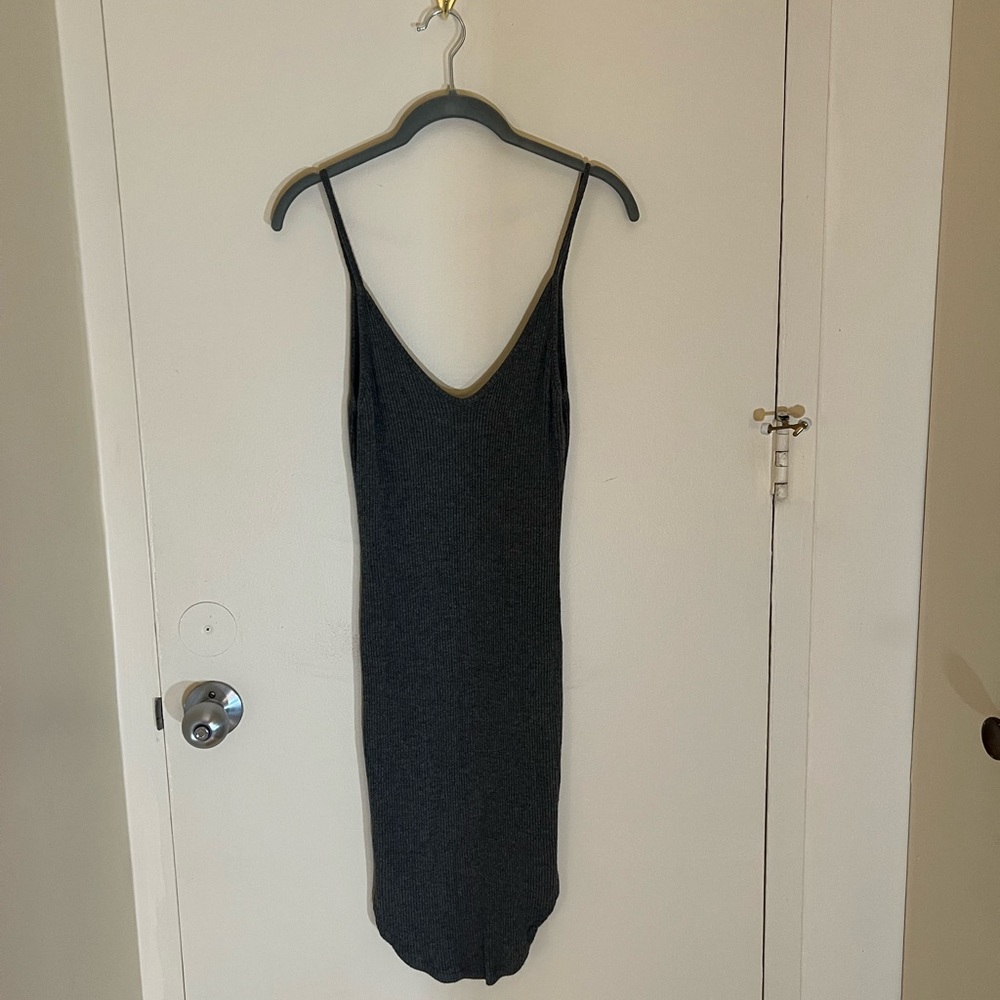 NWOT Small Lush Ribbed Gray Midi Dress